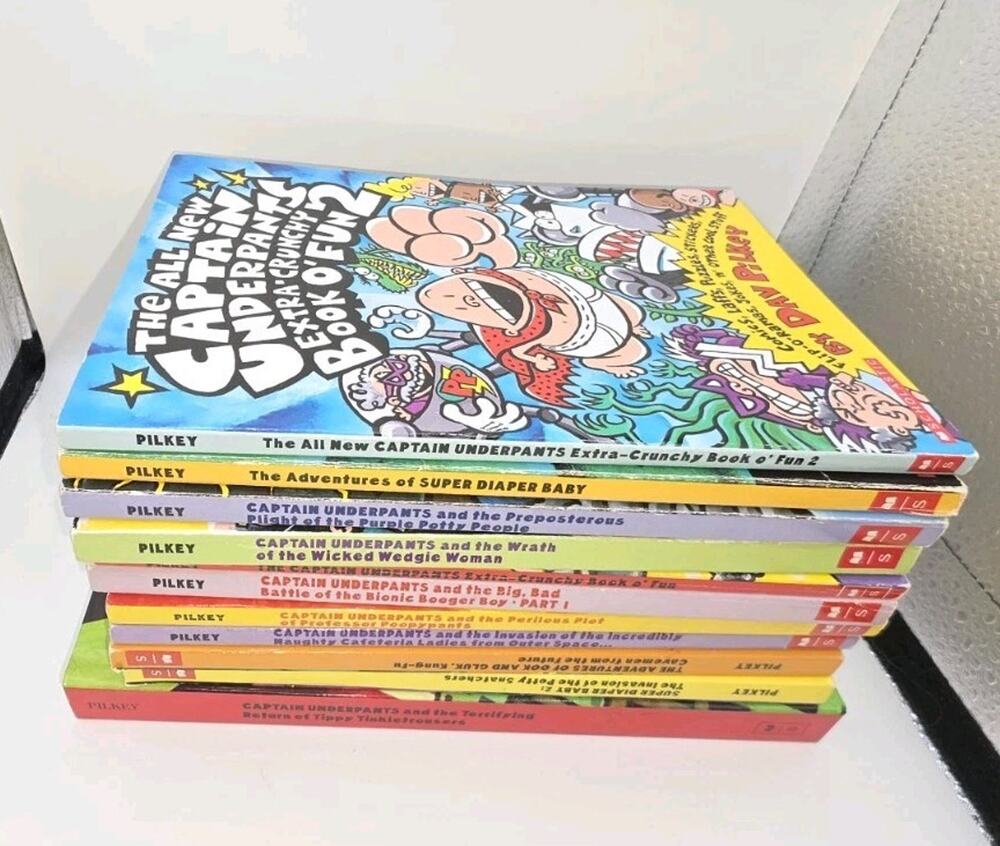 Lot of 11 Captain Underpants Books Dav Pilkey Super Diaper Baby Ook & Gluk